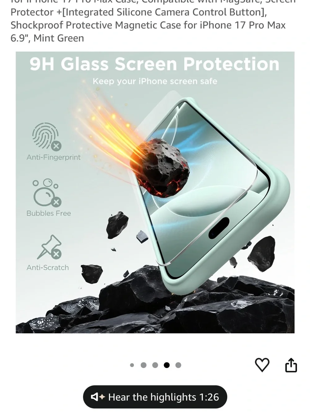 Mint Green iPhone 17 Pro Max Magnetic Protective Case with Screen Protector New
